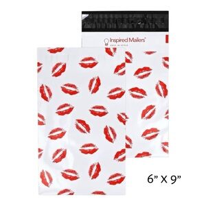 Inspired Mailers Weather Resistant Red Lips 3.15mil Poly Size 6” x 9” Lot of 25